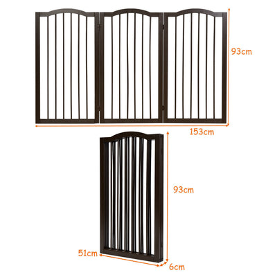 Folding Pine Wooden Fence with 3 Panels