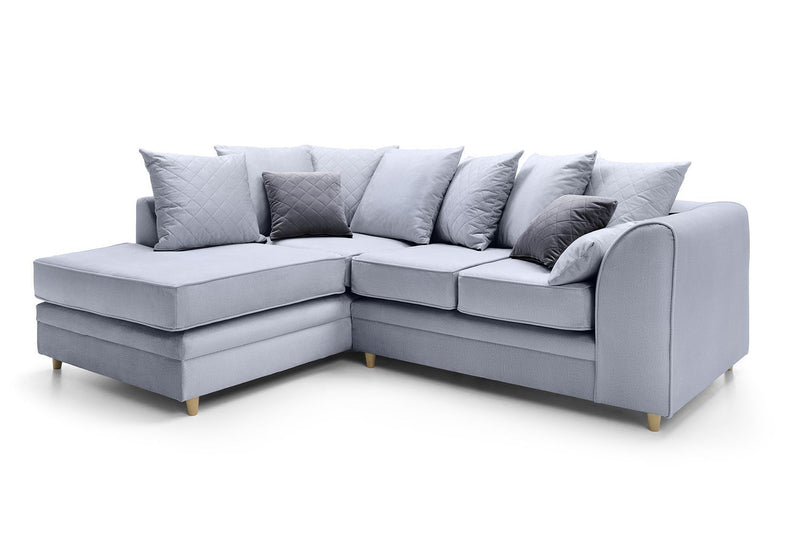 Chic Velvet Corner Sofa - Light Grey