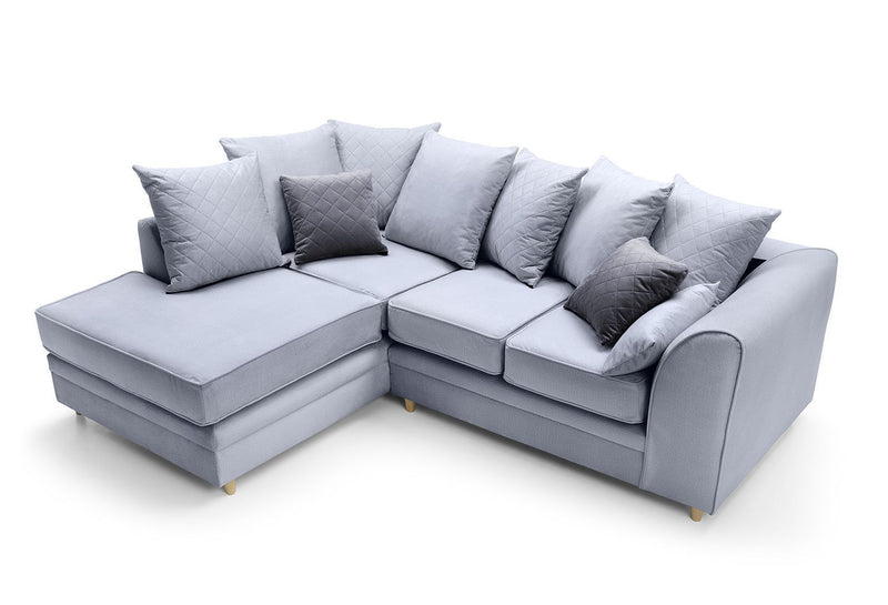 Chicago Velvet Corner Sofa - Silver Blue