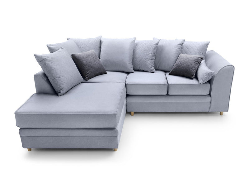 Chicago Velvet Corner Sofa - Silver Blue