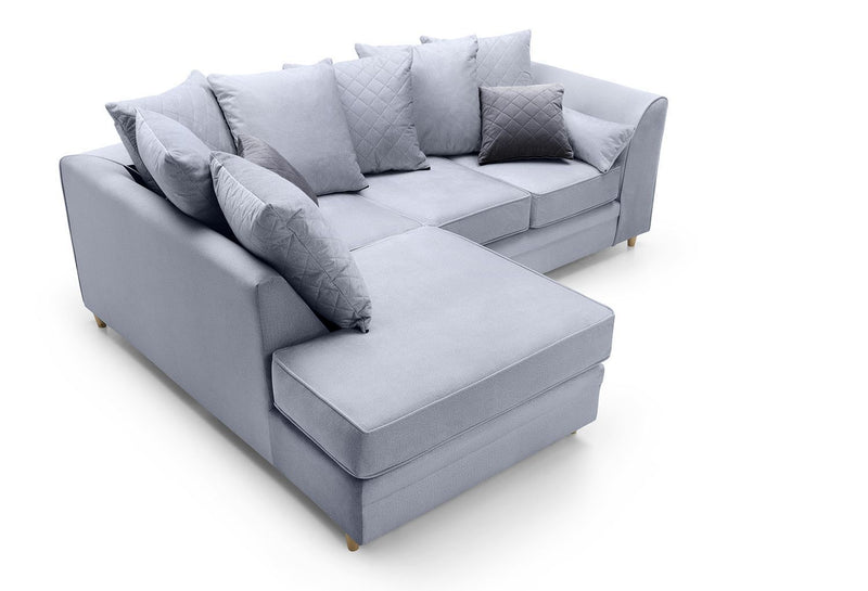 Chicago Velvet Corner Sofa - Silver Blue