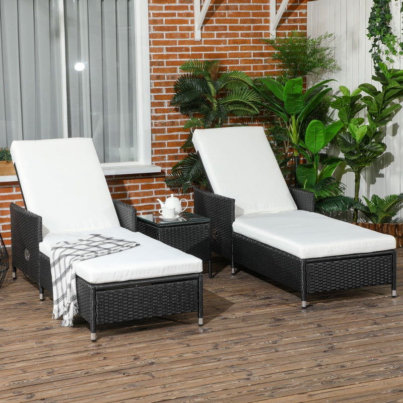 Three-Piece Rattan Lounger And Table Set