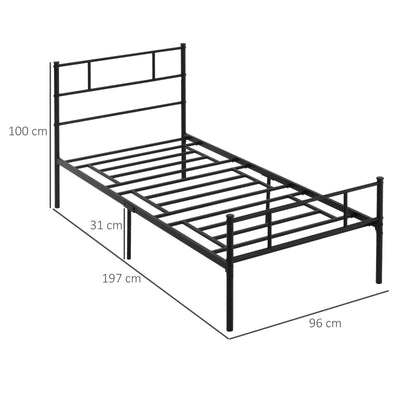 Single Metal Bed Frame Solid Bedstead Base