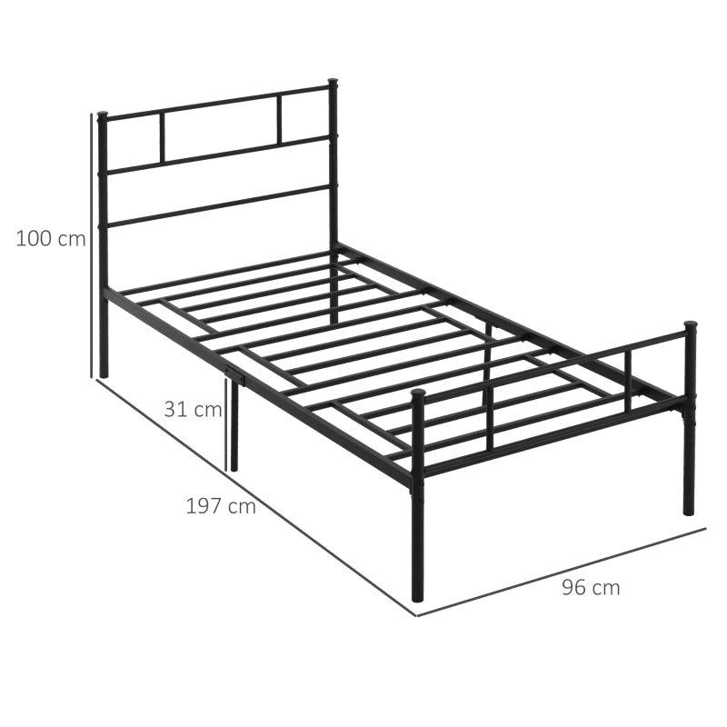 Single Metal Bed Frame Solid Bedstead Base