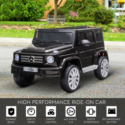 HOMCOM Compatible 12V Battery-powered Kids Electric Ride On Car Mercedes Benz G500 Toy with Parental Remote Control Music Lights MP3 Suspension Wheels