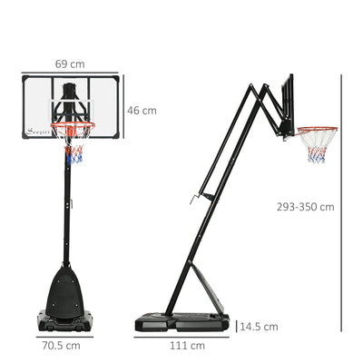 SPORTNOW Canasta de baloncesto con altura ajustable y soporte con tablero resistente y base con peso, portátil con ruedas, 2,4-2,9 m