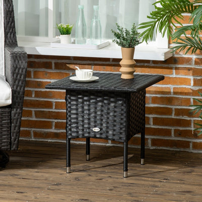 Rattan Side Table- Black