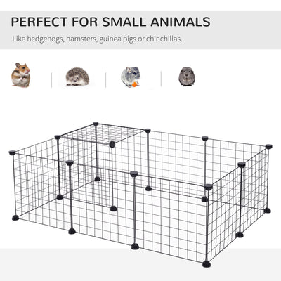 PawHut Modular Pet Playpen Metal Wire, 106Lx73Wx36Hcm-Black