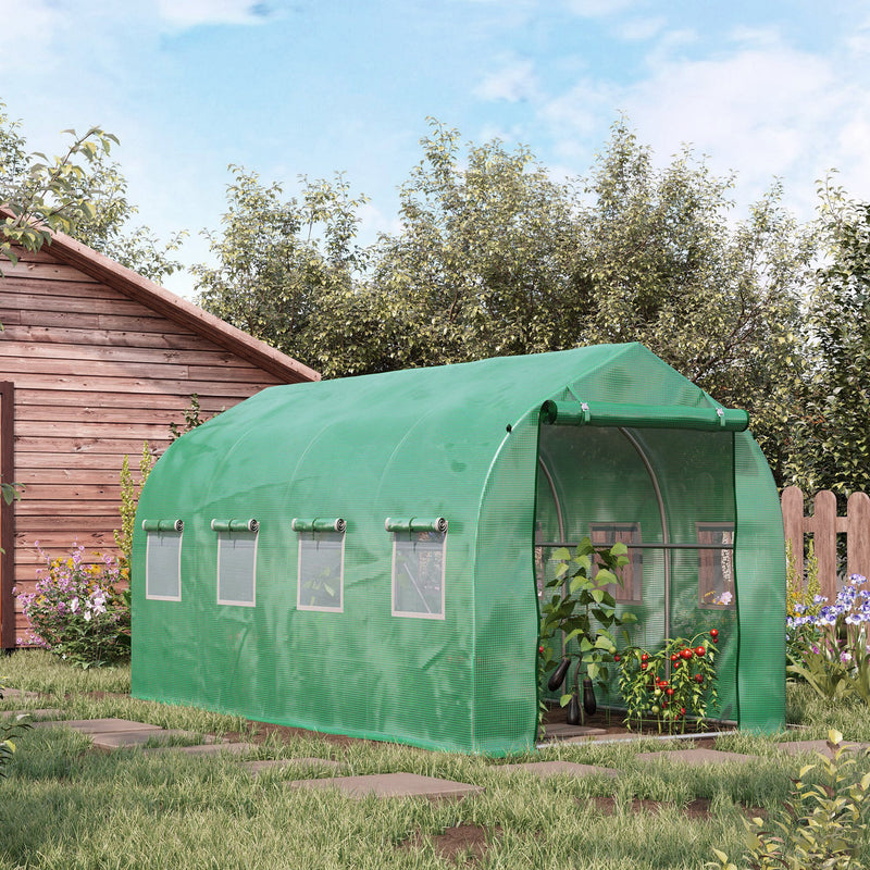 Outsunny Walk in Polytunnel Greenhouse with Windows and Door for Garden, Backyard (4 x 2M)