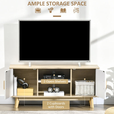 Wood-Effect TV Cabinet, With Storage - White