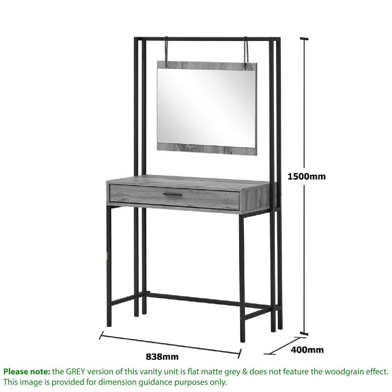 Zahra dressing table with mirror in matte grey