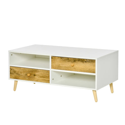 Coffee Table Rectangular End Side , White Brown