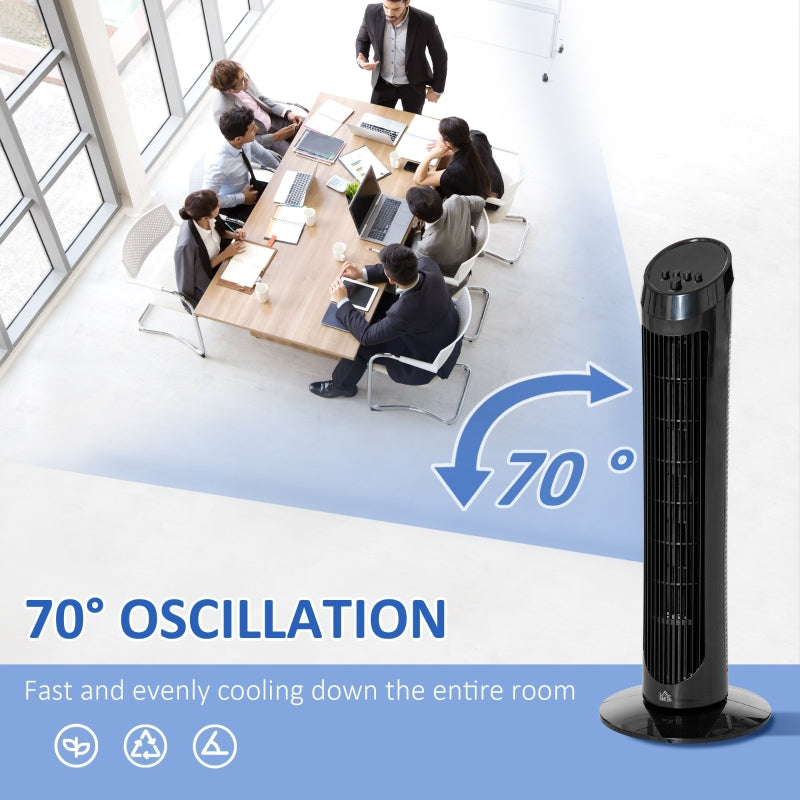 30 Oscillating Tower Fan 3 Speed Mode  - Black