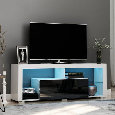 TV Unit, LED Stand Cabinet, Black White