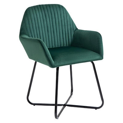 Modern Accent Chair Velvet Upholstered Lounge Armchair Metal Base Green