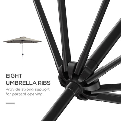 Tilting Parasol Garden Umbrellas- Light Grey