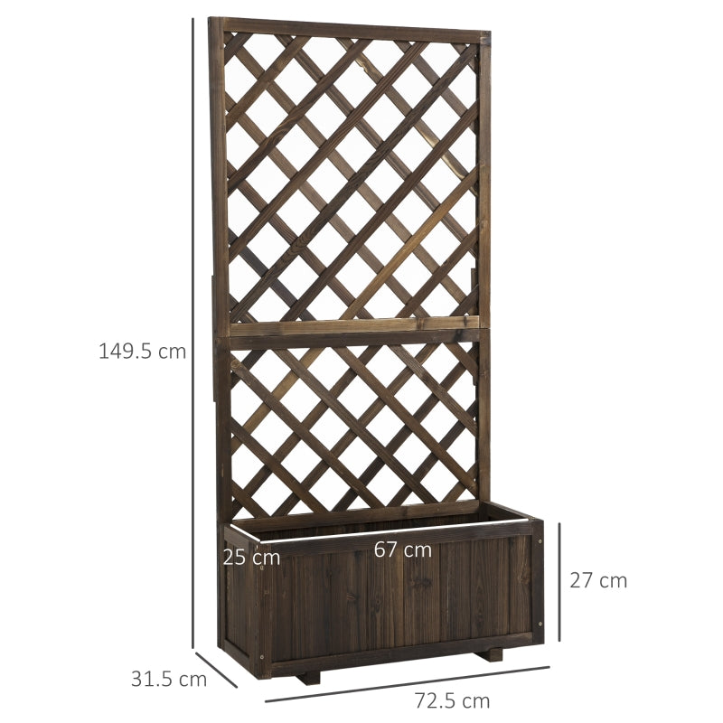 Flower Planter Stand Trellis Shelf Garden Wood Steel Pergola Carbonised