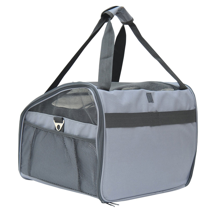 Pawhut Pet Carrier Portable Cat Carrier Folding Dog Bag with Mesh Windows, 41 x 34 x 30 cm, Grey